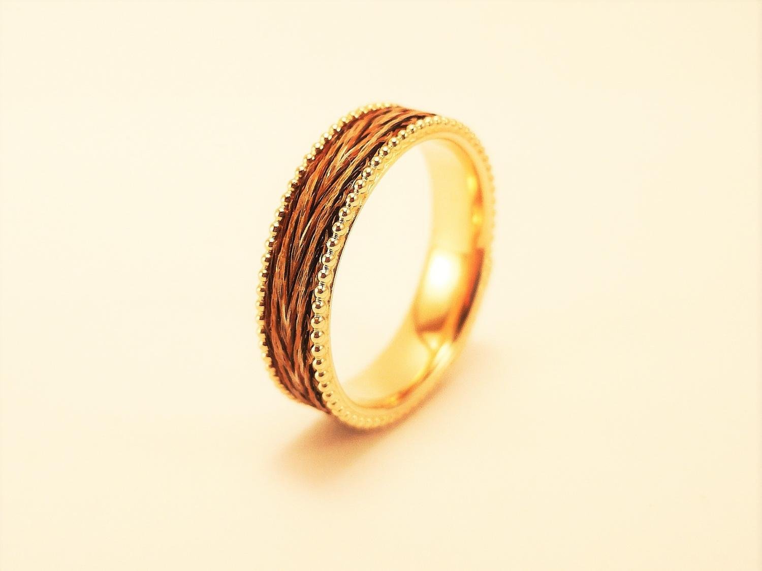 925 Silberring aus Pferdehaar mit Perloptik