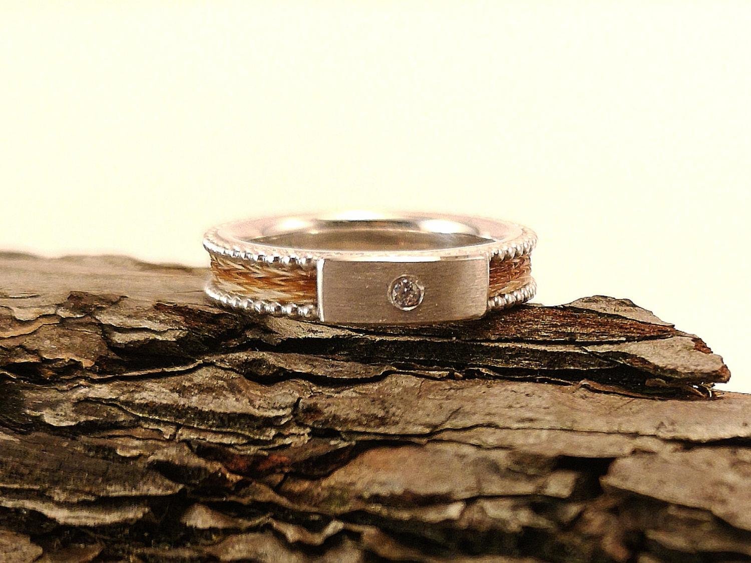 Schmaler 925 Silberring mit Perldraht und Zirkonia