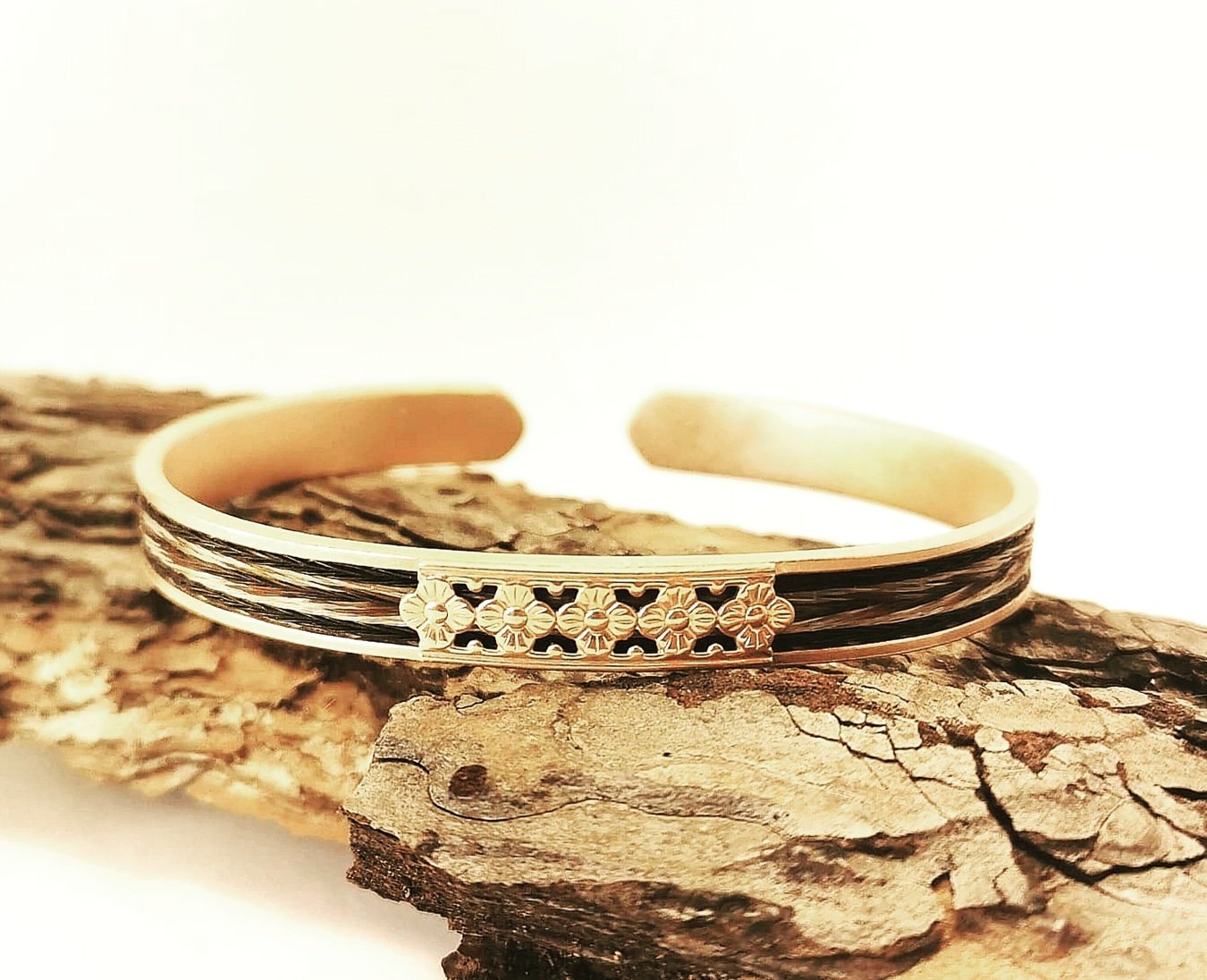 925 Silberarmreif Blumenmuster