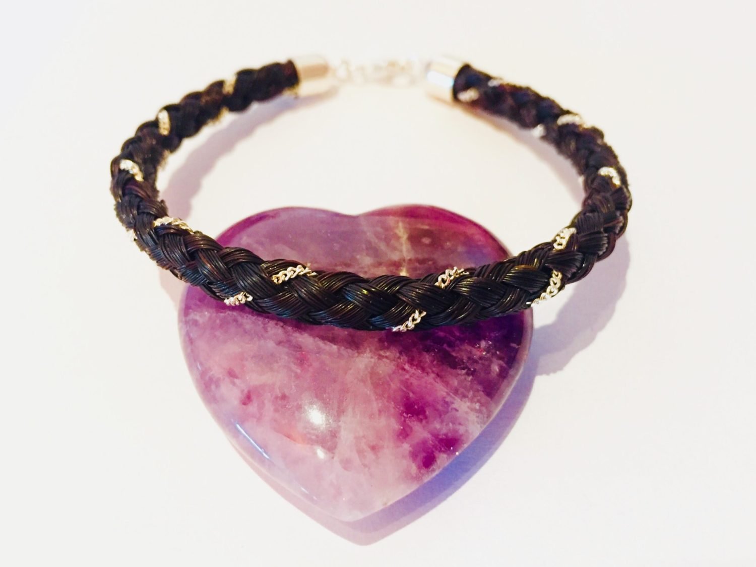 Armband aus Pferdehaar / Schweifhaar mit eingeflochtener 925 Silberkette